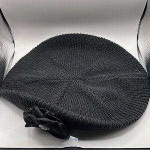 Disney Black Beret with Flower Accent